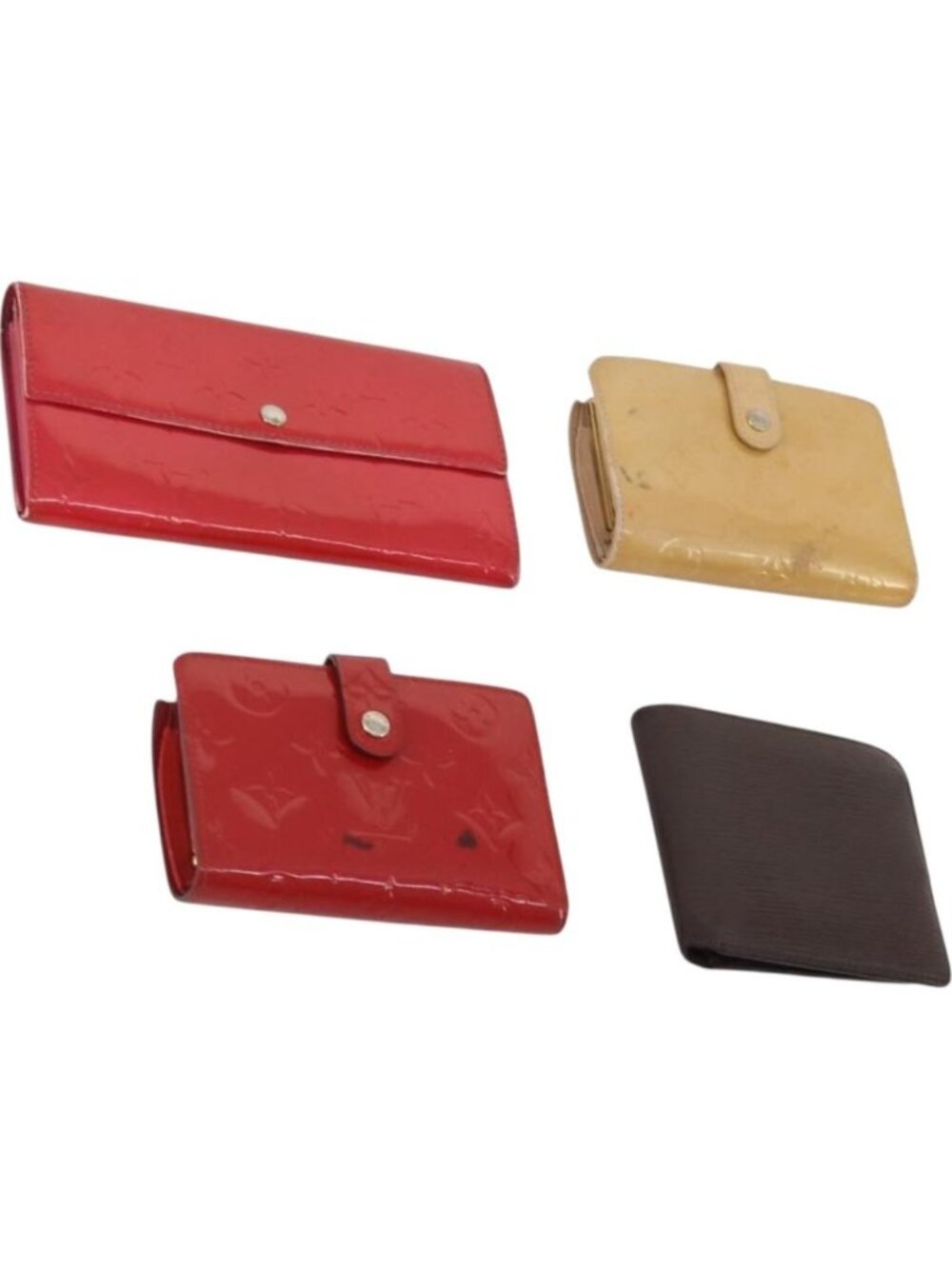 LOUIS VUITTON Monogram Vernis Epi Wallet 4 Set Red Beige Brown